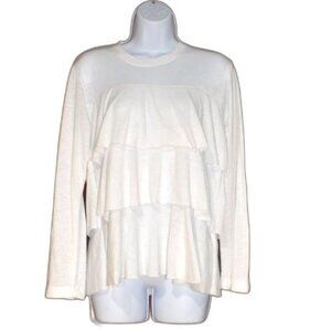 David Lerner White Ruffled Long Sleeve Blouse Size Small